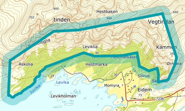 Kart over Eidemsliene