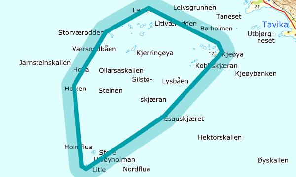 Kart over Ulvøyværet