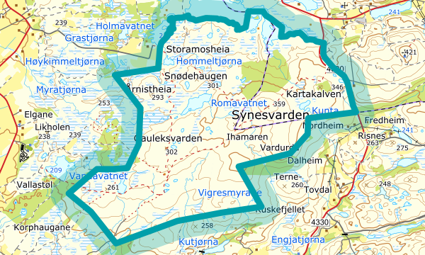 Kart over Synesvarden