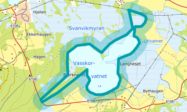 Kart over Vassgårdsvatnet