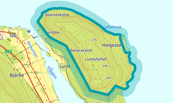 Kart over Lundsfjellet