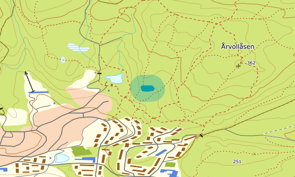 Kart over Årvollåsen