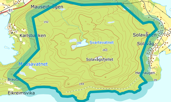 Kart over Solevågsfjellet