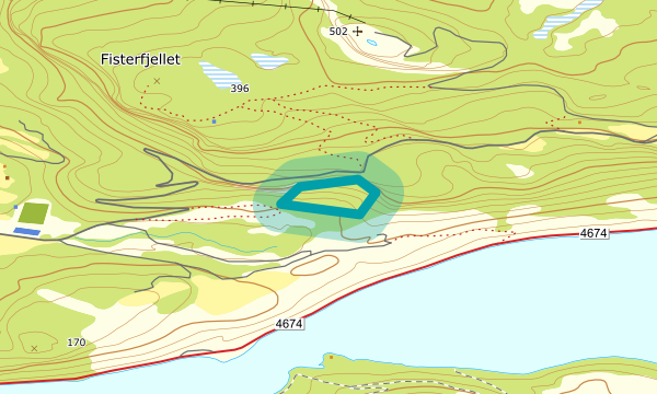 Kart over Fisterfjell
