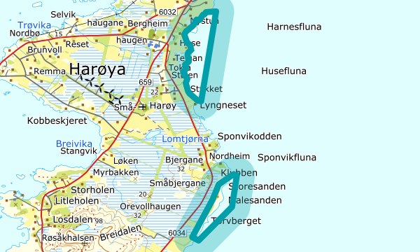 Kart over Malesanden og Huse