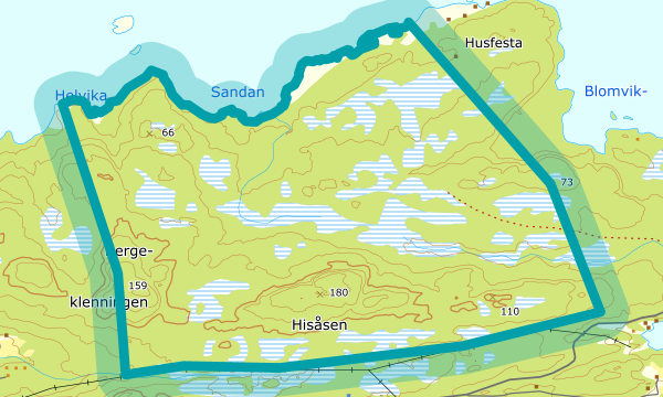 Kart over Hisåsen