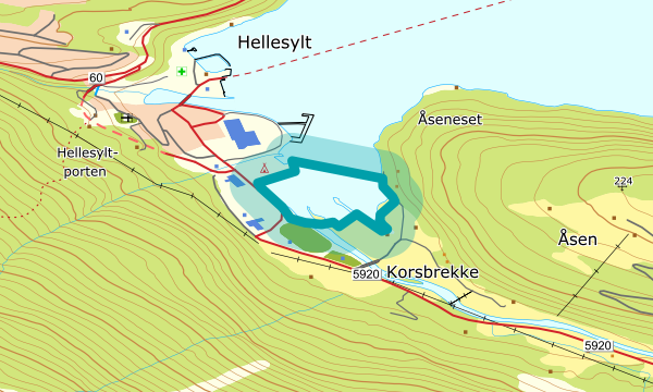 Kart over Korsbrekke