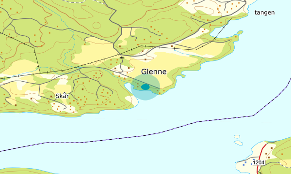 Kart over Søndre Glenne