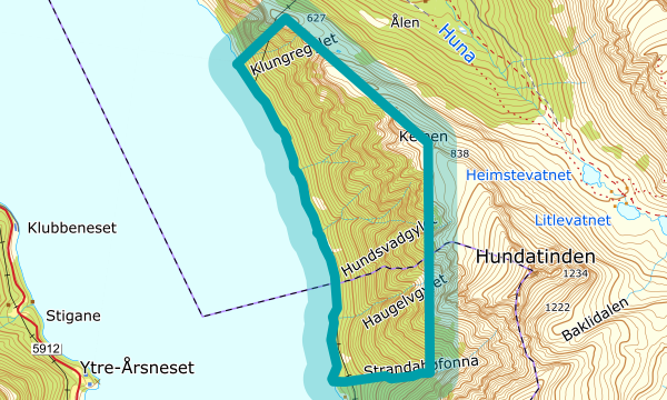 Kart over Gjevenesstranda