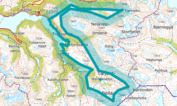 Kart over Tafjorden-Reindalen