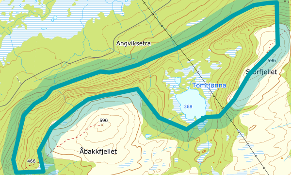 Kart over Åbakkfjellet