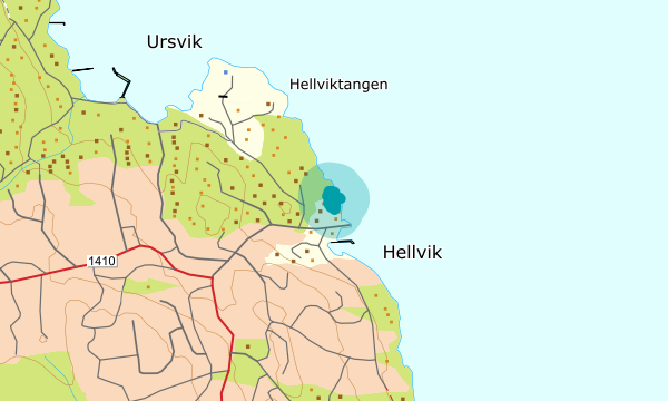 Kart over Hellvik gamle brygge