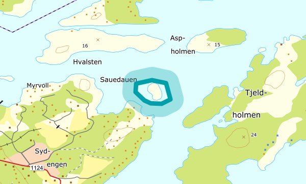 Kart over Sauedauen