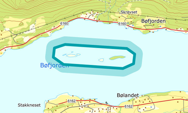 Kart over Bøfjordholmane