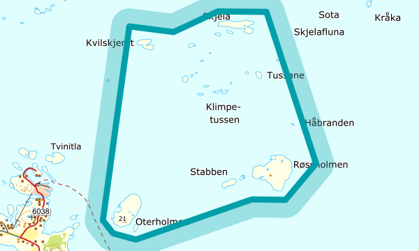 Kart over Røssholmen-Skjela-Oterholmen