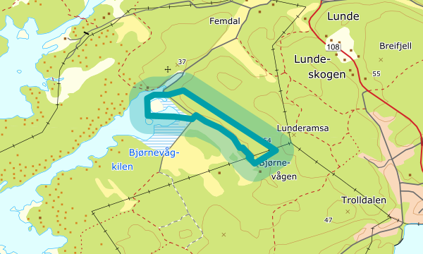 Kart over Bjørnevågenlia