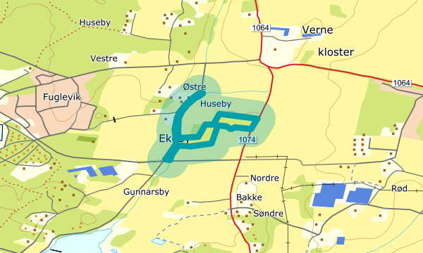 Kart over Telemarkslunden og Ekebylunden