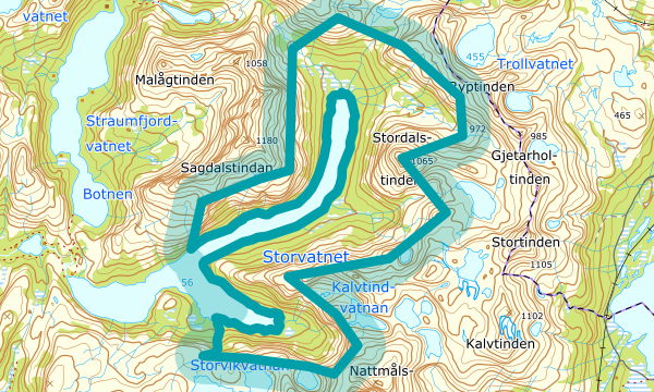 Kart over Storvatnet