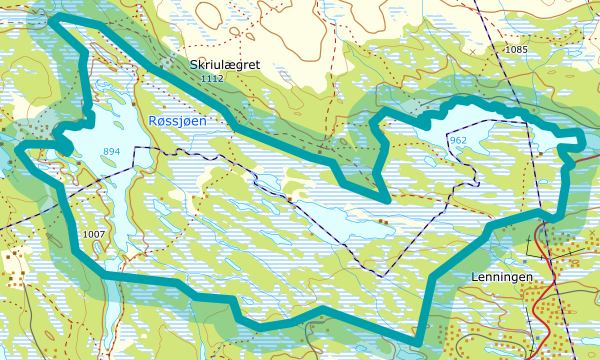 Kart over Røssjøen