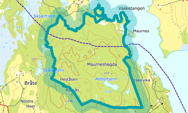 Kart over Gukilhøgda og Abbortjernhøgda