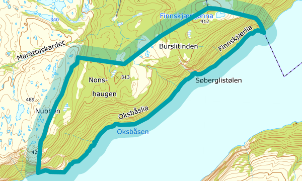 Kart over Oksbåslia