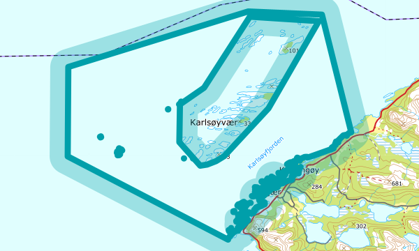 Kart over Karlsøyfjorden