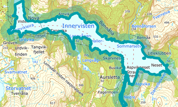 Kart over Innervisten