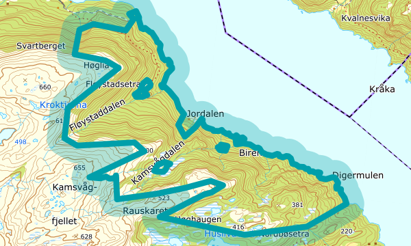 Kart over Fløystaddalen