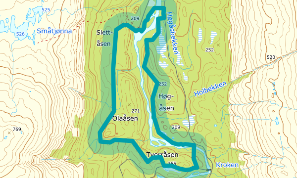 Kart over Olaåsen