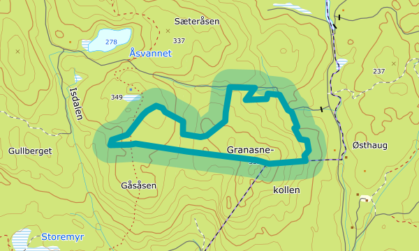 Kart over Granasnekollen