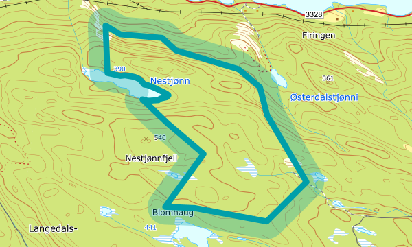 Kart over Nesfjellet