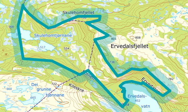 Kart over Skulehomfjellet