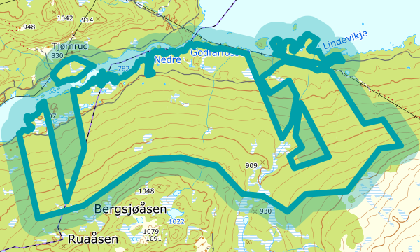 Kart over Bergsjø og Frygne