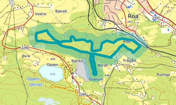 Kart over Bjøraltskogen