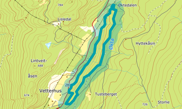Kart over Økta