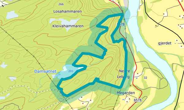 Kart over Nedre Leberg