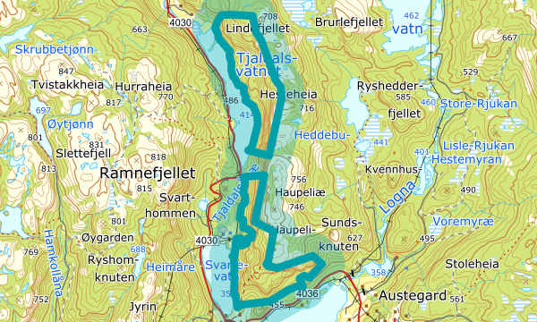 Kart over Tjaldal